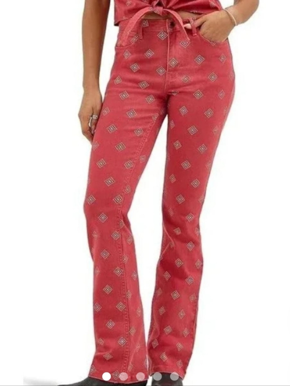 NWT Wrangler Red Printed Boot Cut Jeans